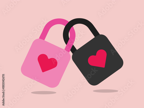 Love heart shaped padlocks together.