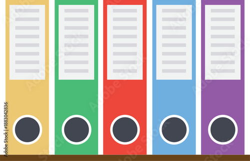 Colorful office binder storage boxes.