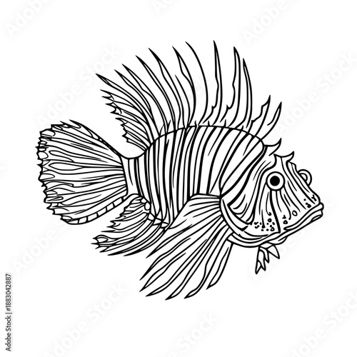 Majestic Marine Mystique: Lionfish's Slimy Grace | Clean, isolated vector art for creative projects.