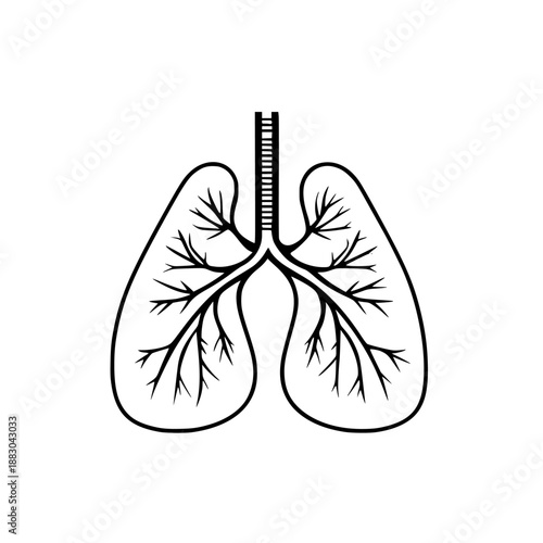 Art Breathing: Minimalist Lung Design | Clean, isolated vector art for creative projects.