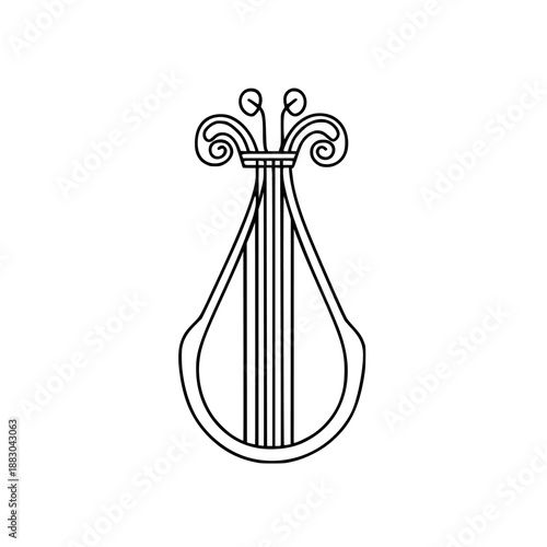 Elegant, monochrome ode ancient lyre, symbol music poetry. | Clean, isolated vector art for creative projects.