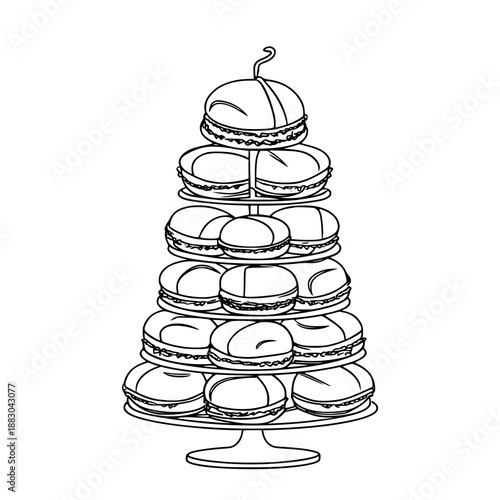 Elegant Macaron Tower - Artful Display Deliciousness | Clean, isolated vector art for creative projects.