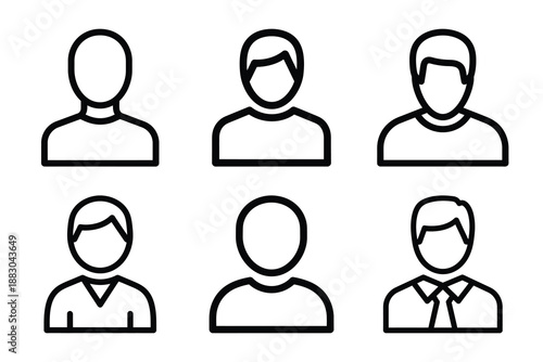 Minimalist Modern online member directory outine icons set with editable stroke.