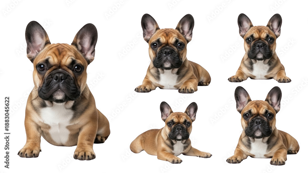 Fototapeta premium Collection of French Bulldog Puppies in Various Poses.