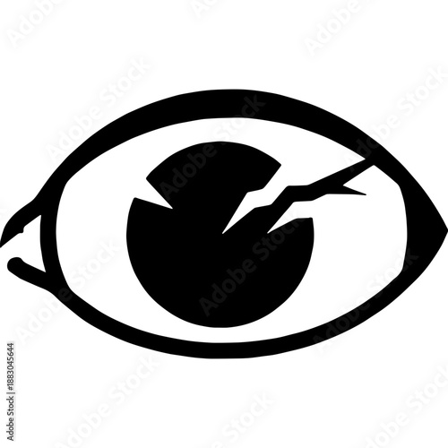 Profile View of Traumatized Human Eye Silhouette Vector