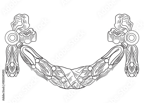 Engraved ornate baroque symmetrical wreath vector illustration