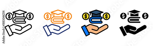 Tuition Support Icon Multiple Style Collection Set 
