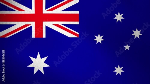 The Australian flag flutters in the wind. Looping animation in the background. Travel concept.