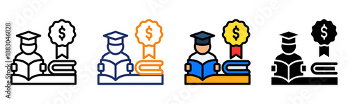 Study Award Icon Multiple Style Collection Set 