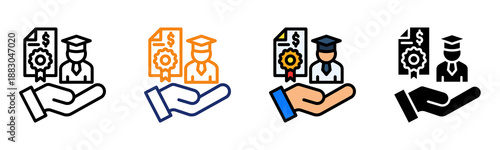 Student Grant Icon Multiple Style Collection Set 