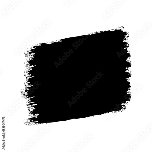 A black brush stroke on a white background with rough edges