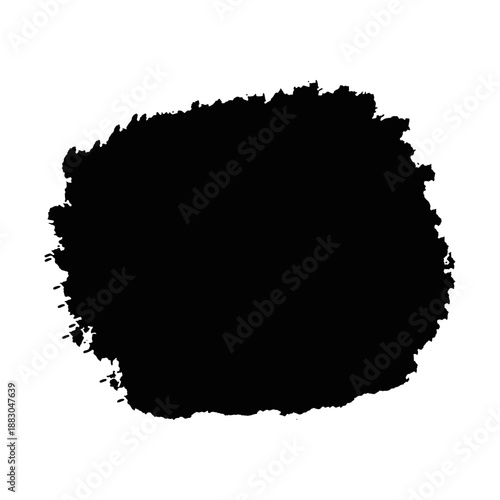 A large black paint smudge on a white background