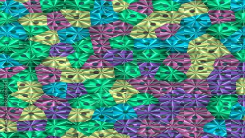 Interacting Colorful Geometric Patterns Shifting Across a Vibrant Canvas