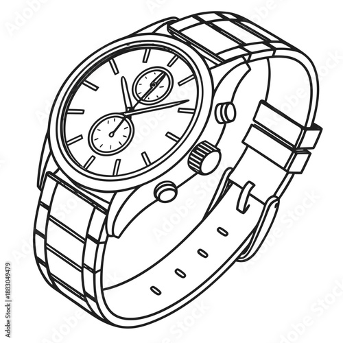 Minimal Wrist Watch Vector Illustration | Luxury Timepiece Flat Icon Design