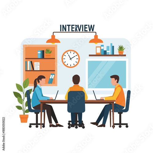 Job Interview in Modern Office: Recruiter, Candidate, and Hiring Manager