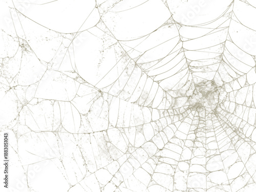 Intricate spider web with dew drops isolated on transparent background