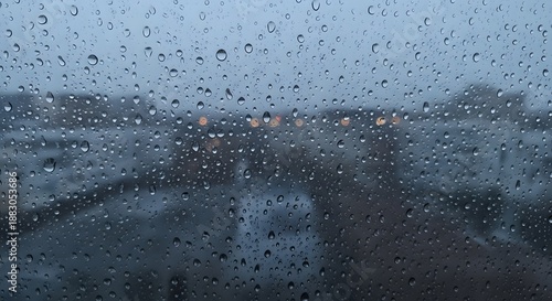 Raindrops on Glass Abstract Water Droplets Texture Weather Wet Window View