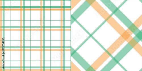 Green and Orange Plaid Fabric Pattern Design