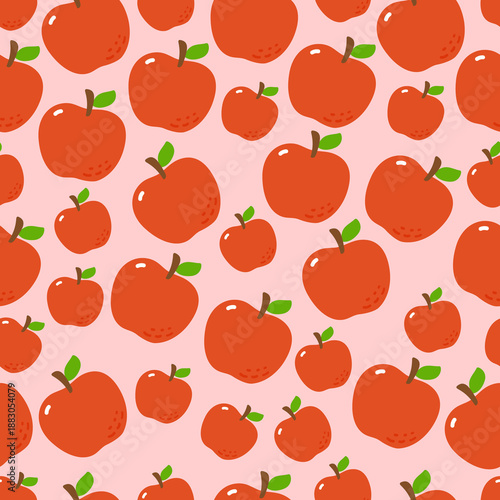 Seamless Pattern of Red Apples