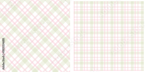 Pastel Plaid Pattern with Soft Pink and Green Hues