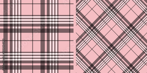 Brown and Pink Plaid Pattern Fabric Design for Textile and Clothing