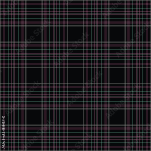 Black, Purple, and Green Plaid Pattern Fabric Design