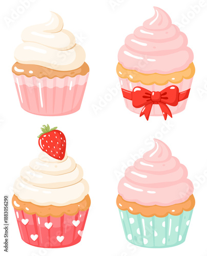 cute valentine cupcake set clipart