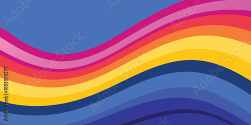 Abstract rainbow vector background featuring a colorful wave design with paint texture and curved lines 