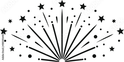 Fireworks line icon, outline vector sign, linear pictogram isolated on white. logo illustration. New year, christmas and celebration carnival. Happy new year stock illustration

