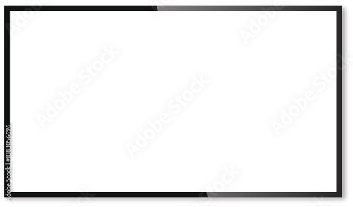 Modern Flat Screen TV Mockup Vector. Minimalist Television Display with Slim Bezel and Drop Shadow, Blank Digital Monitor Screen for Presentation and Home Media Interface Design