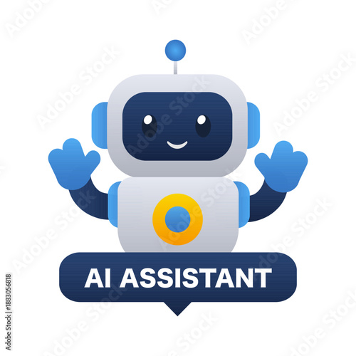 Friendly AI Assistant Robot Character Illustration. Vector illustration