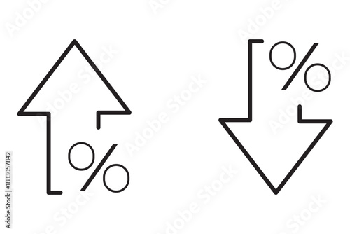 Increase and Decrease icon set. Business growth and fall graph symbol. Vector illustration.