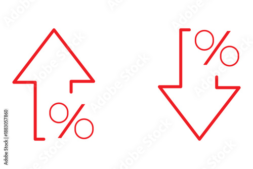 Increase and Decrease icon set. Business growth and fall graph symbol. Vector illustration.