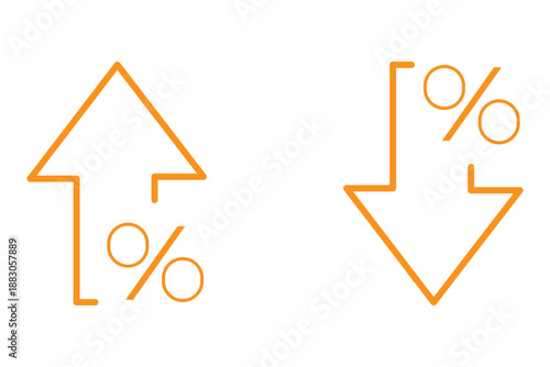 Increase and Decrease icon set. Business growth and fall graph symbol. Vector illustration.