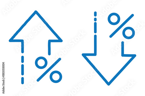 Increase and Decrease icon set. Business growth and fall graph symbol. Vector illustration.