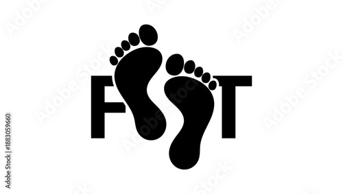 Foot inscription, black isolated silhouette