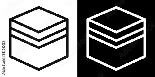 Kaaba and Qibla outline icon. Clean minimal vector symbol for Islamic culture, faith, prayer and religious celebration design, web interfaces and printable graphics, isolated.