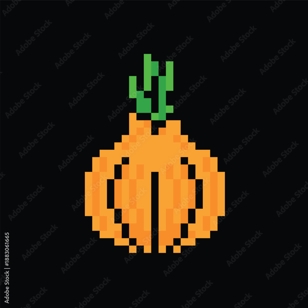 Fototapeta premium pixel art onion 8 bit vector icon for computer game logo