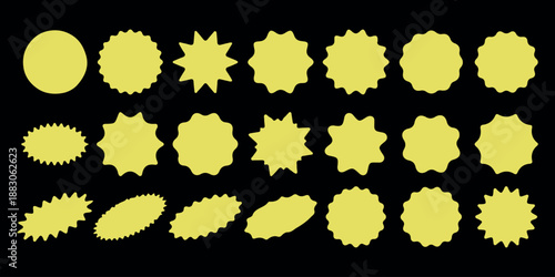 Red starburst sale price seals, callout stickers and splash labels, vector star rosette badges. Promotion sale and shop offer labels, sunburst stamps and tag silhouettes for price discount and promo 