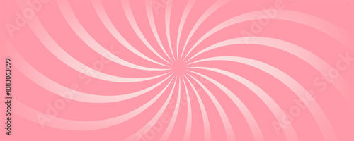 Candy color sunburst background. Abstract pink cream sunbeams design wallpaper. Colorful spinning lines for template, banner, poster, flyer.