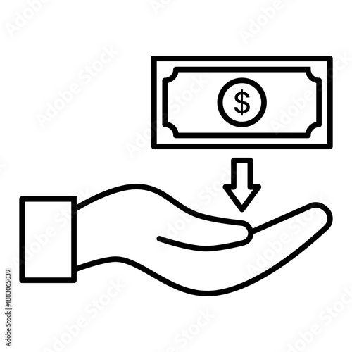 payment received line icon with editable stroke