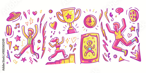 High Energy Sports Competition Vector Graphic, Illustration of Athletes Striving for Excellence in a Modern Minimalist Flat Aesthetic