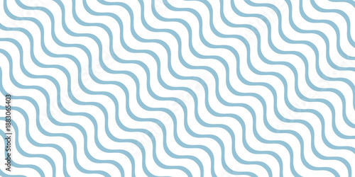 Blue and beige diagonal wavy lines seamless pattern. Simple vector abstract liquid stripes background. Funky groovy texture with diagonal waves, fluid shapes, flow. Stylish repeated decorative design