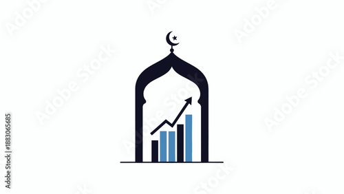 Islamic Finance Growth Chart Icon Illustration.