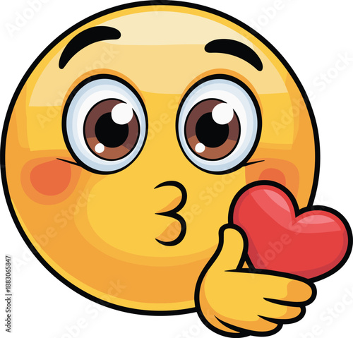 Romantic Kiss Emoji with Heart