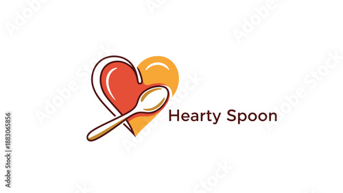Hearty Spoon Logo Heart Shape Design.