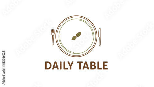 Simple Line Drawing of Plate and Utensils.