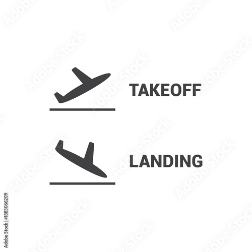 vector flat design simple symbol of airplane taking off 
landing