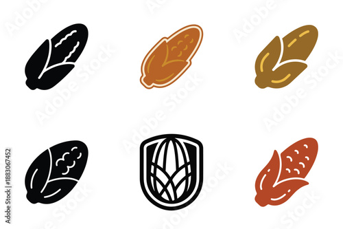 Corn icon set vector collection agriculture food symbols isolated on white background