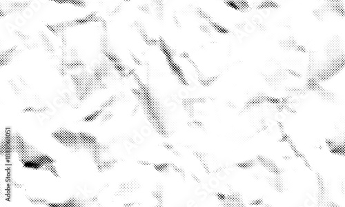 Seamless white crumpled paper background texture pattern. Tileable wrinkled vector halftone arts and craft flat lay backdrop with copy space
